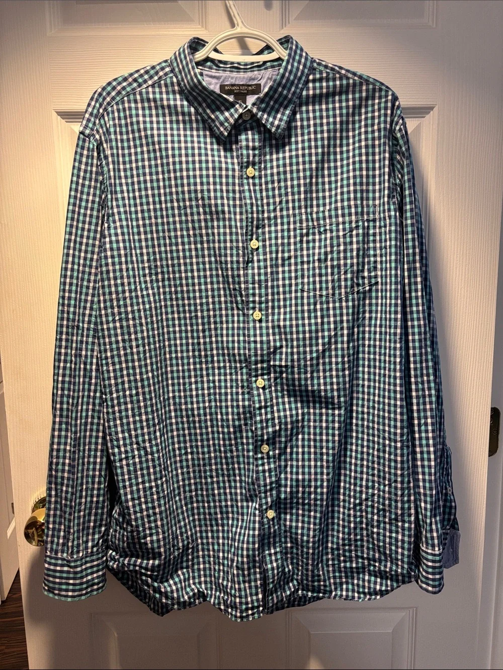 Banana Republic Green & Blue Gingham Button-Down Shirt